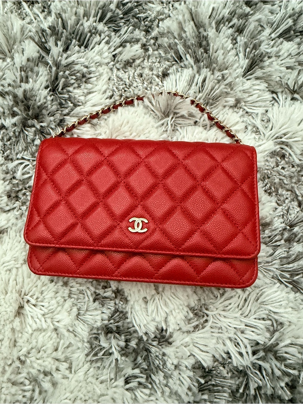 Like New! CHANEL Classic WOC Caviar Red